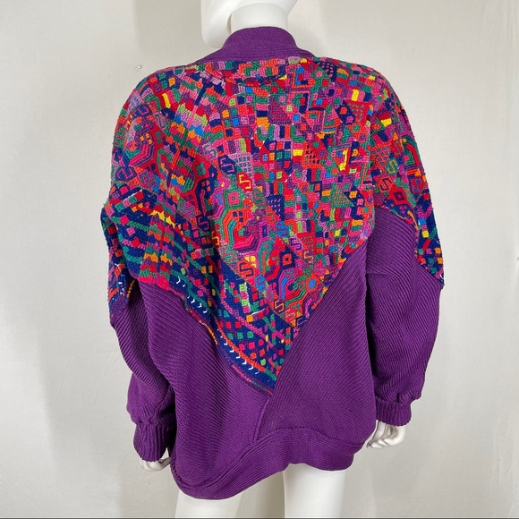 Guatemalan Cardigan Jacket Embroidered Huipil Boho - Picture 6 of 10
